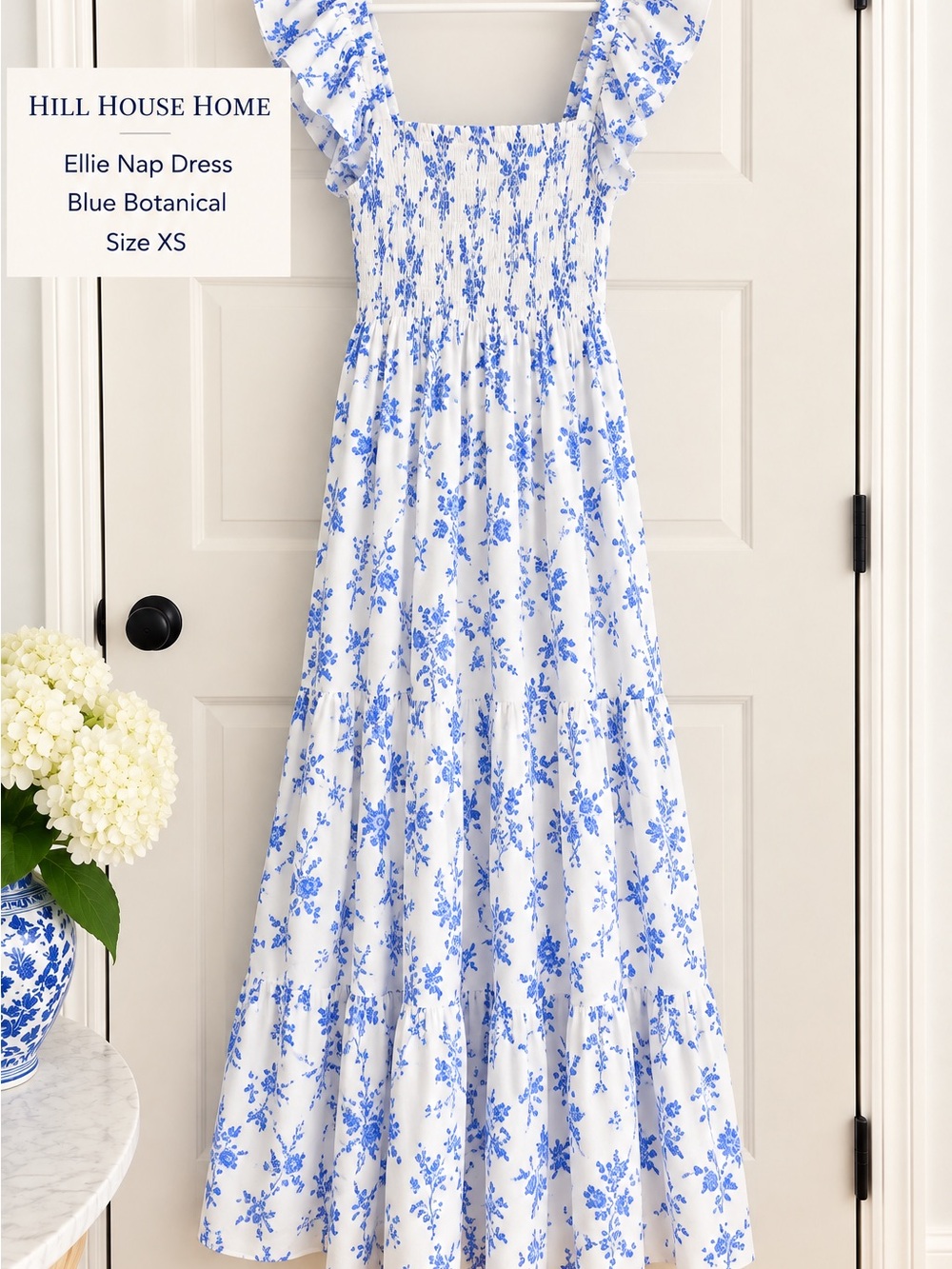 Hill House Blue Floral Smocked Maxi Dress